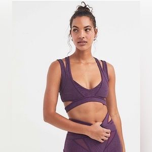 FOR LOVE & LEMONS | M | Plum Purple Double Strap Ribbed Sports Bra MSRP$90